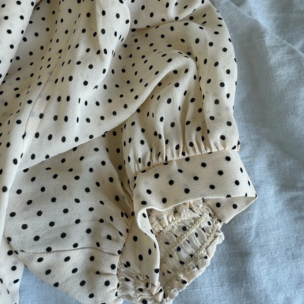 Reformation Ivory and Black Polkadot Dress - Picture 3 of 6